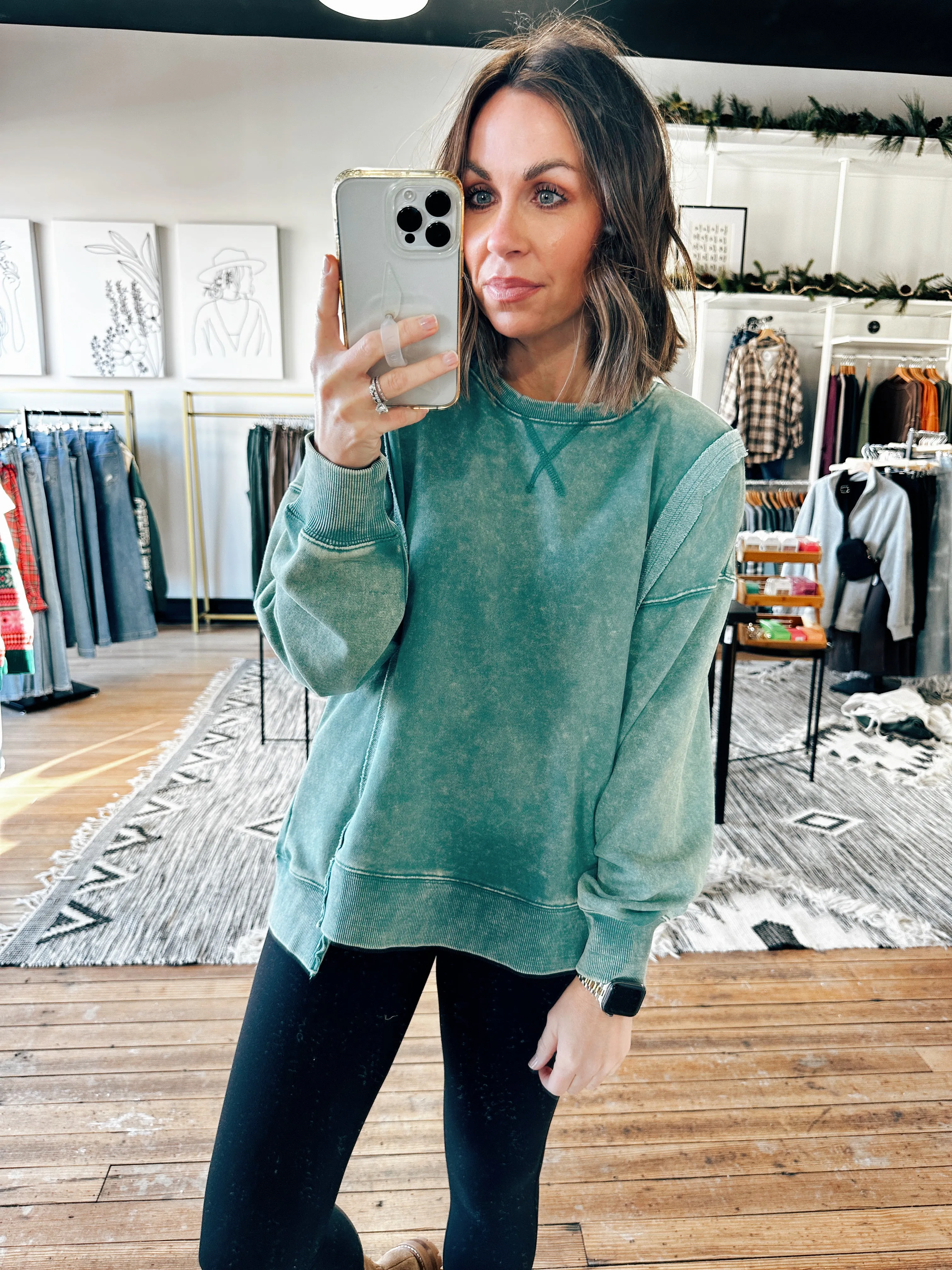 Acid Washed Loose Fit Sweatshirt-2 Colors -ALL SALES FINAL