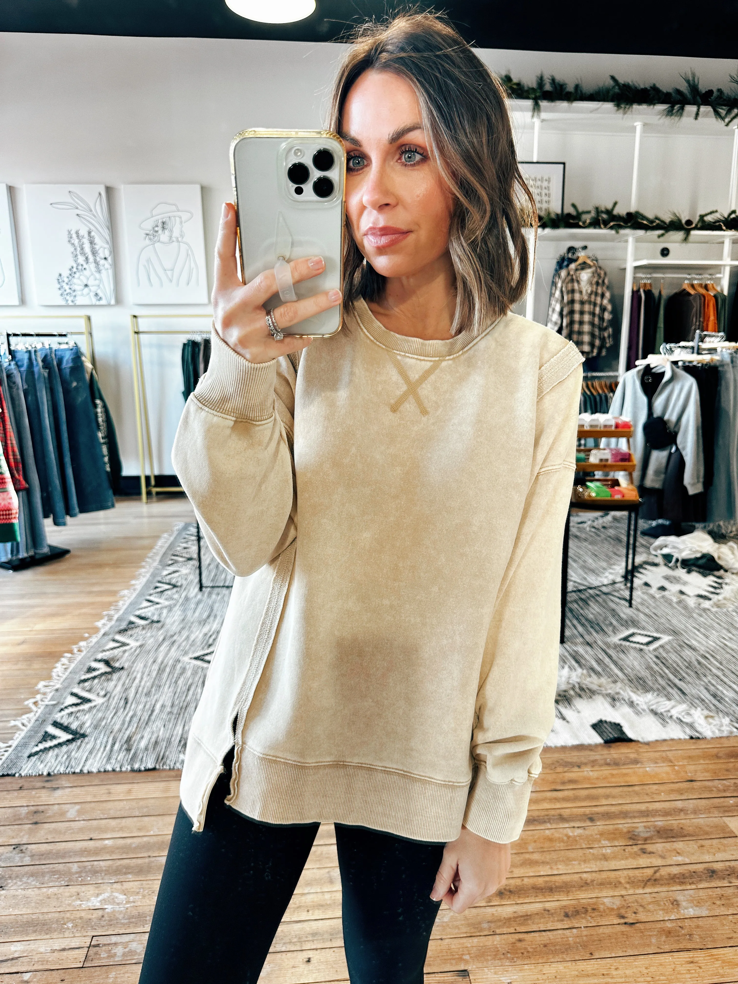 Acid Washed Loose Fit Sweatshirt-2 Colors -ALL SALES FINAL