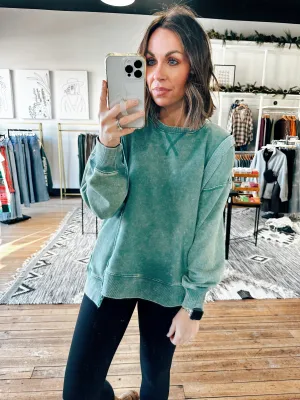 Acid Washed Loose Fit Sweatshirt-2 Colors -ALL SALES FINAL