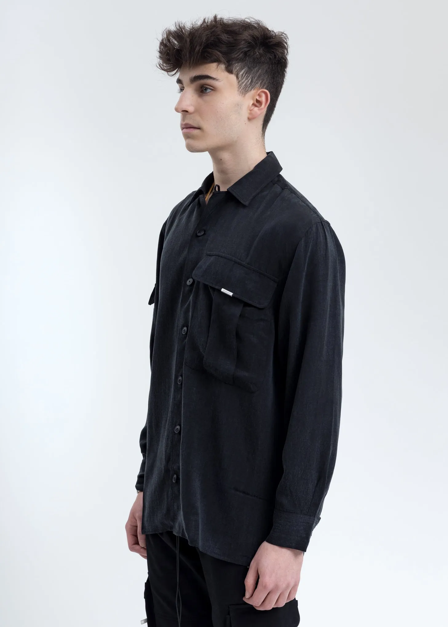 Black Cupro Dragoni Overshirt