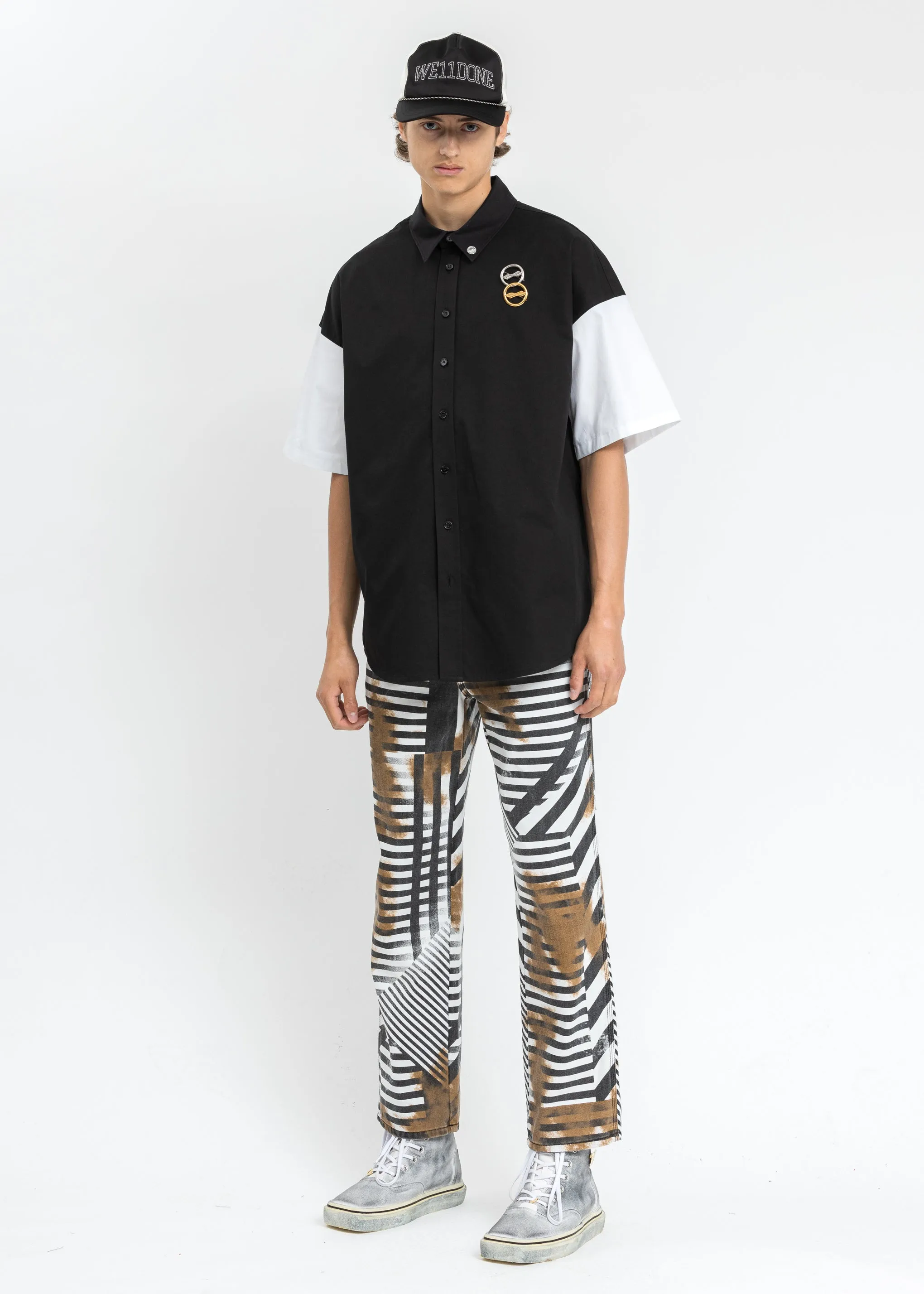 Black 'W11D" Embroidered Short Sleeve Shirt
