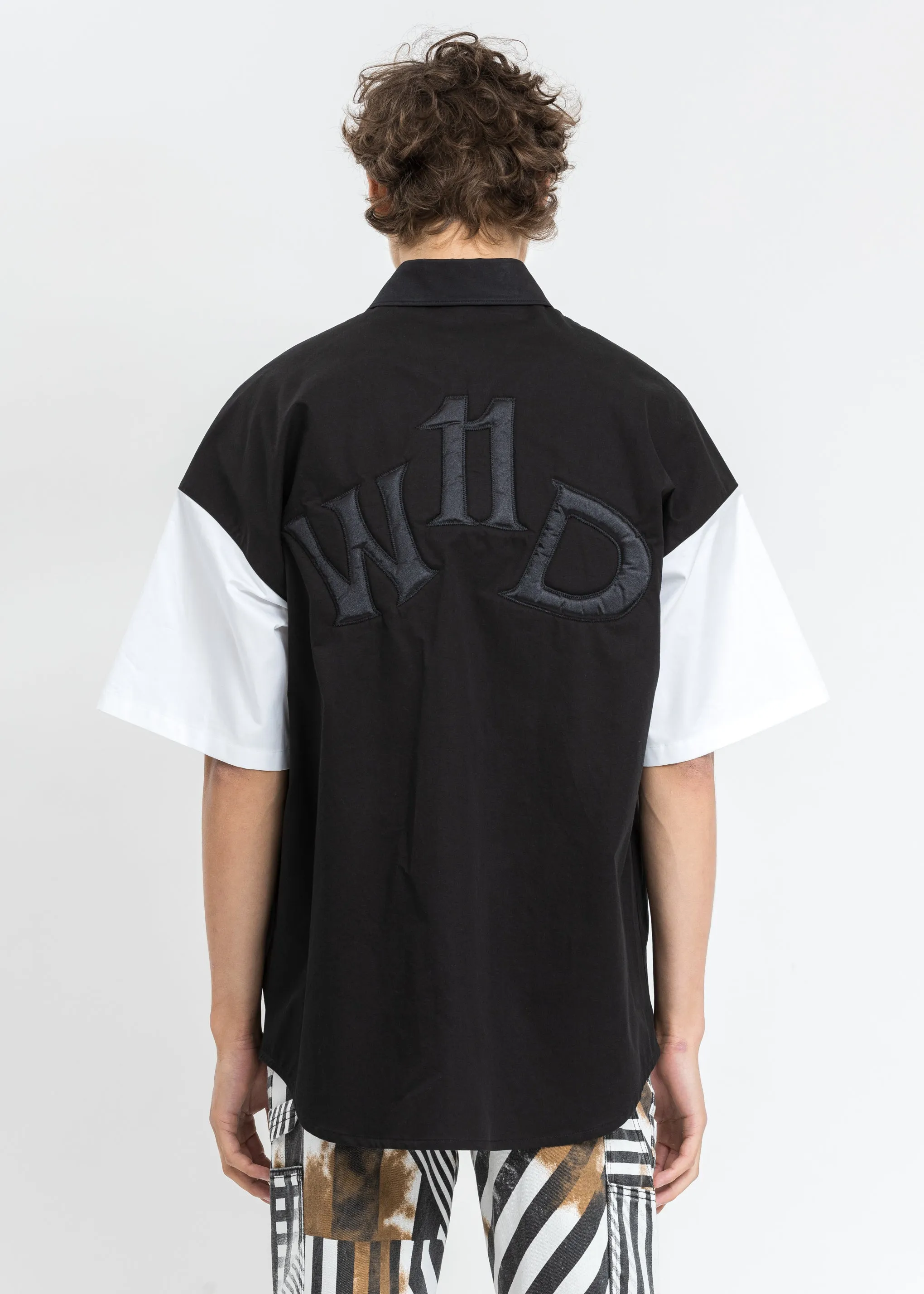 Black 'W11D" Embroidered Short Sleeve Shirt