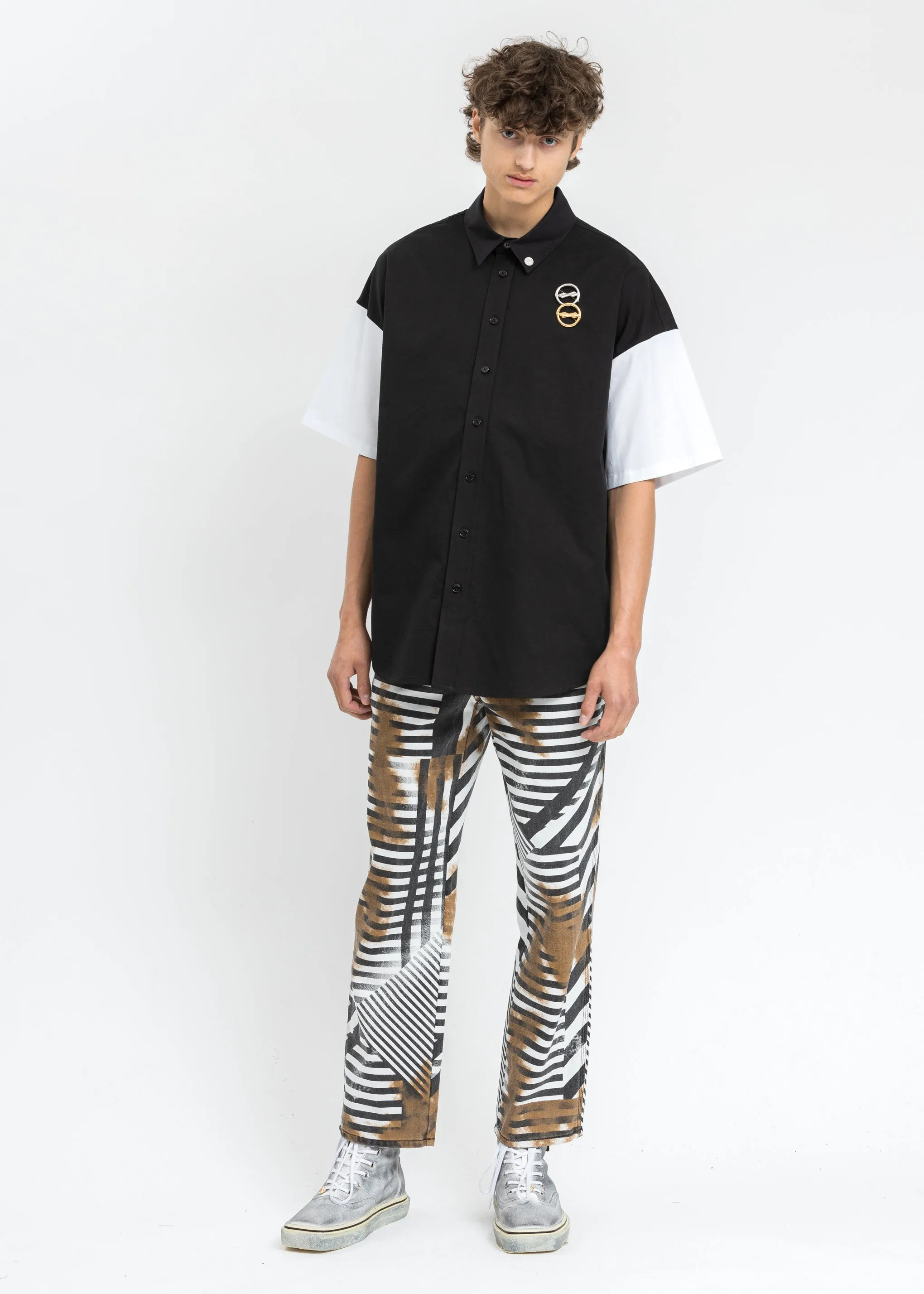 Black 'W11D" Embroidered Short Sleeve Shirt