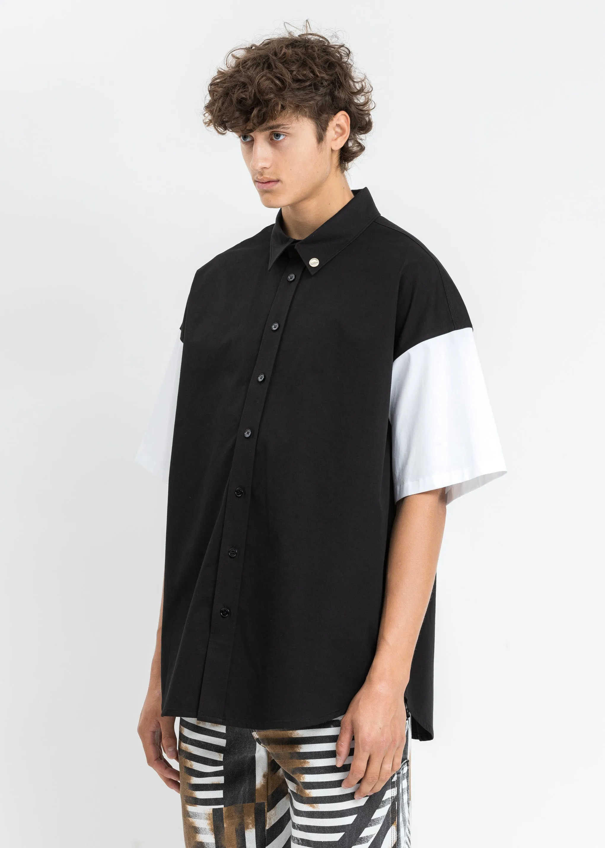 Black 'W11D" Embroidered Short Sleeve Shirt