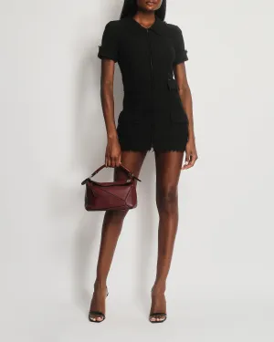 Chanel Charcoal Short Sleeve Mid Length Pocketed Jacket With Frayed Detail Fr 34 (uk 6)