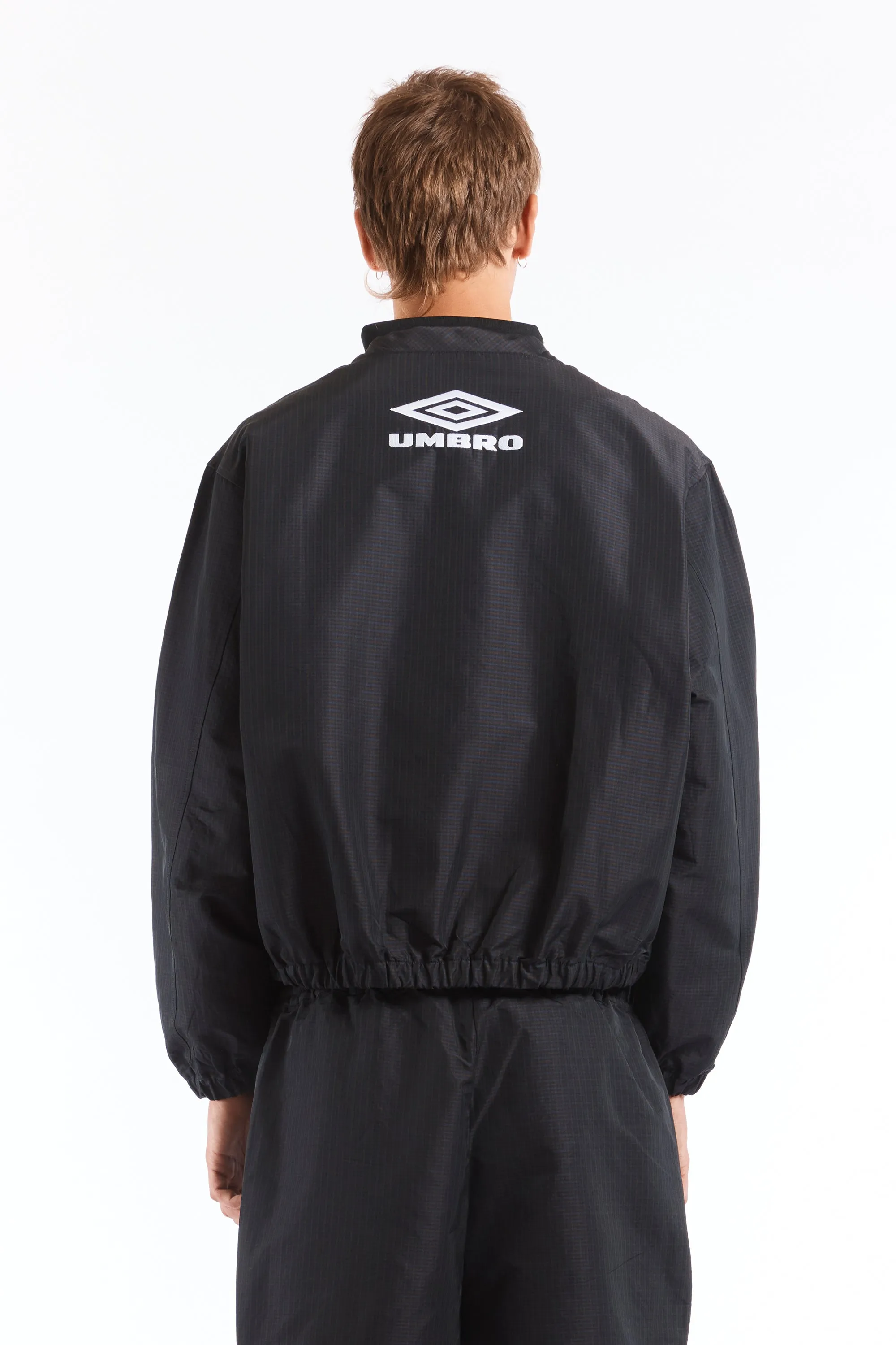 Check Bomber Jacket Navy Dark Brown