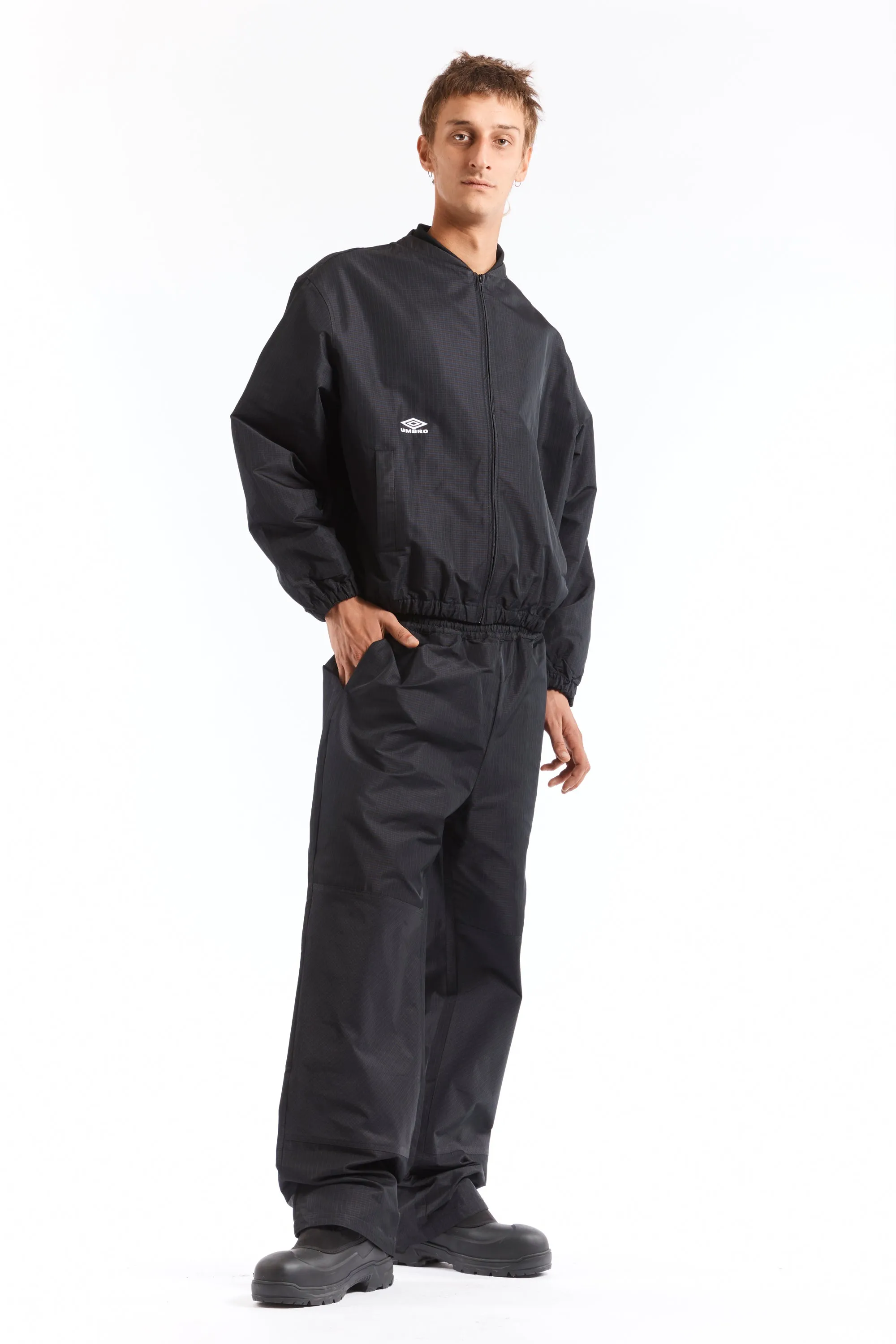 Check Bomber Jacket Navy Dark Brown
