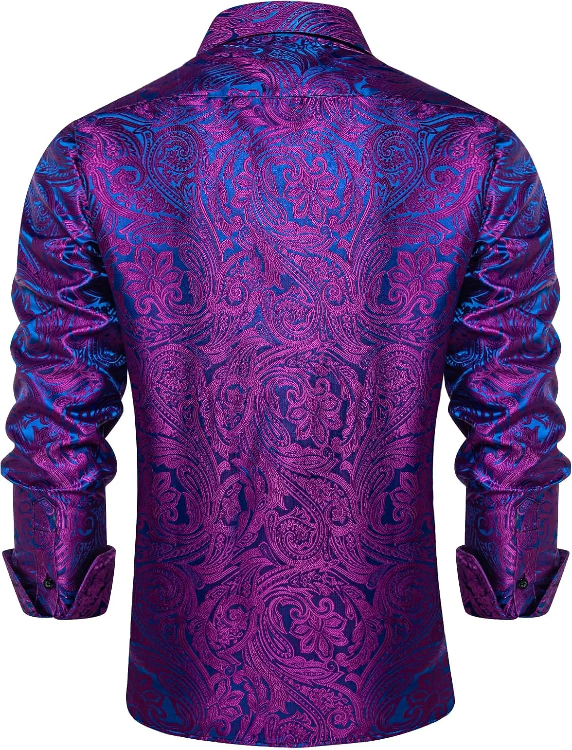 DiBanGu Silk Paisley Dress Shirts for Men Long Sleeve Button Down Shirt Casual Regular Fit Mens Shirts Wedding Party