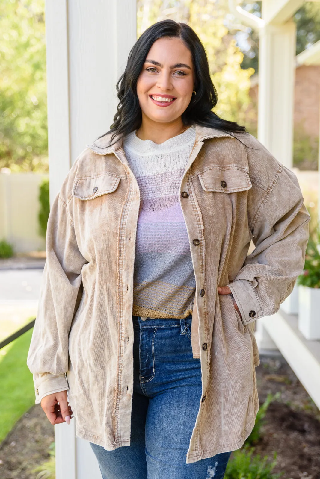 Don't Fade Away Shacket In Camel
