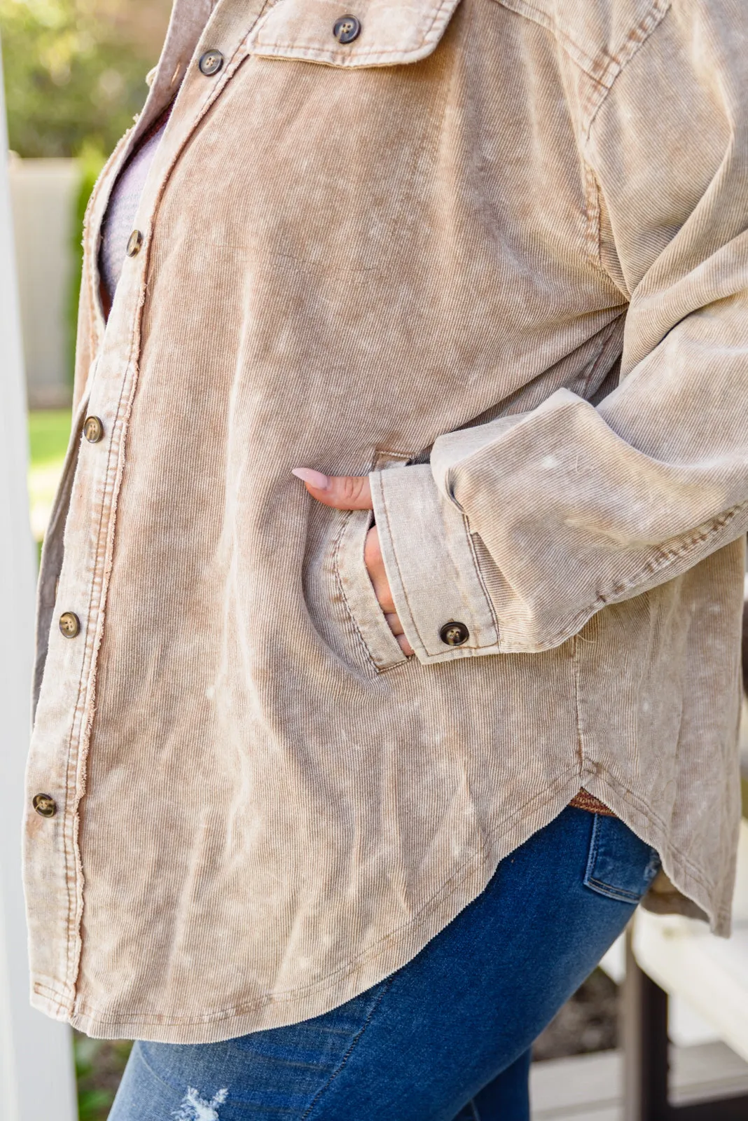 Don't Fade Away Shacket In Camel