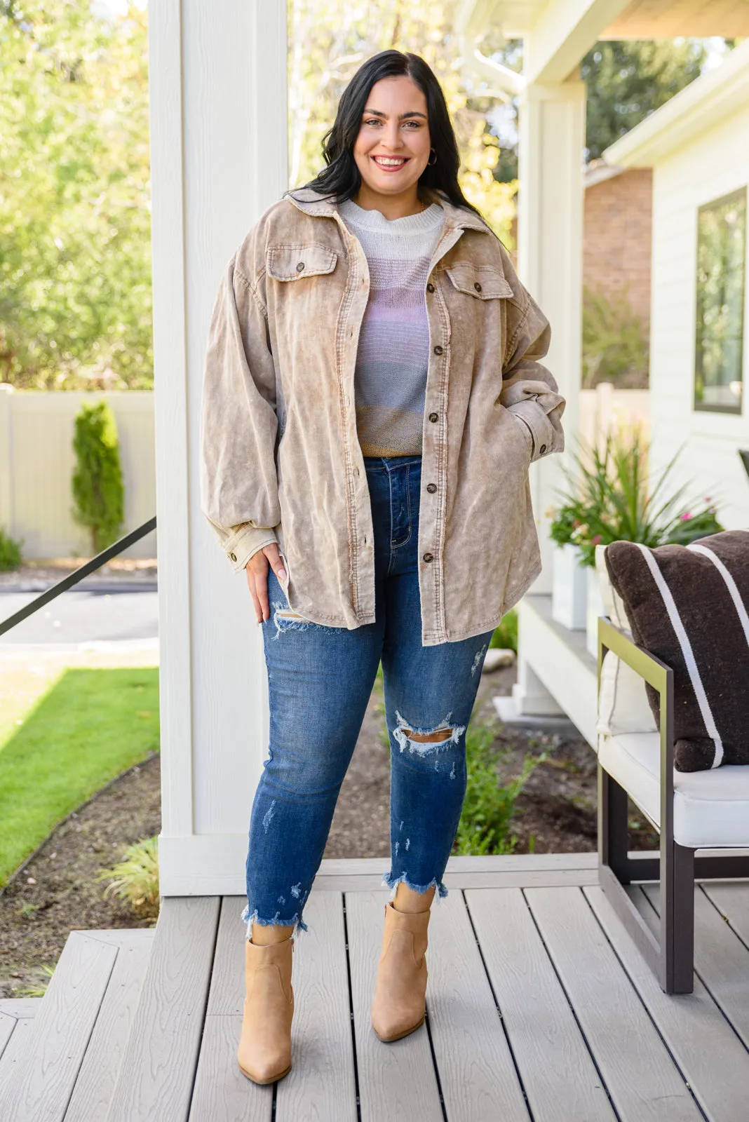 Don't Fade Away Shacket In Camel