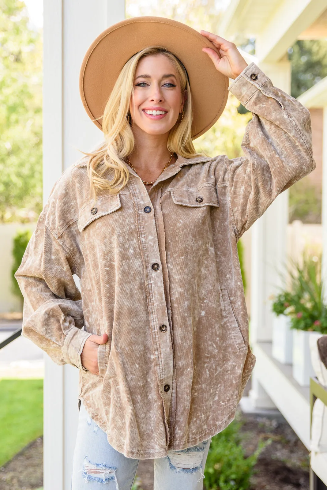 Don't Fade Away Shacket In Camel