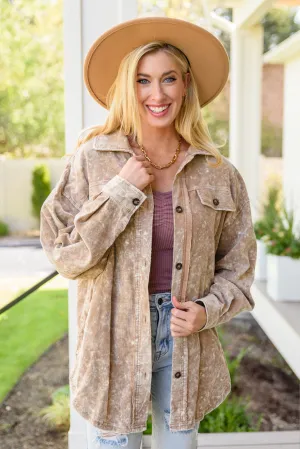 Don't Fade Away Shacket In Camel