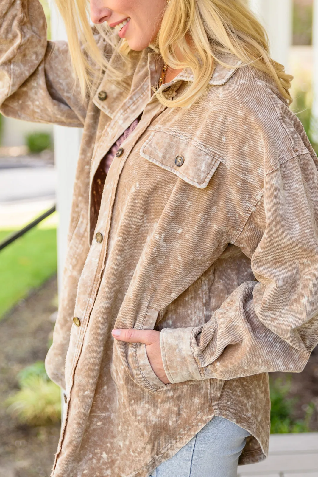 Don't Fade Away Shacket In Camel
