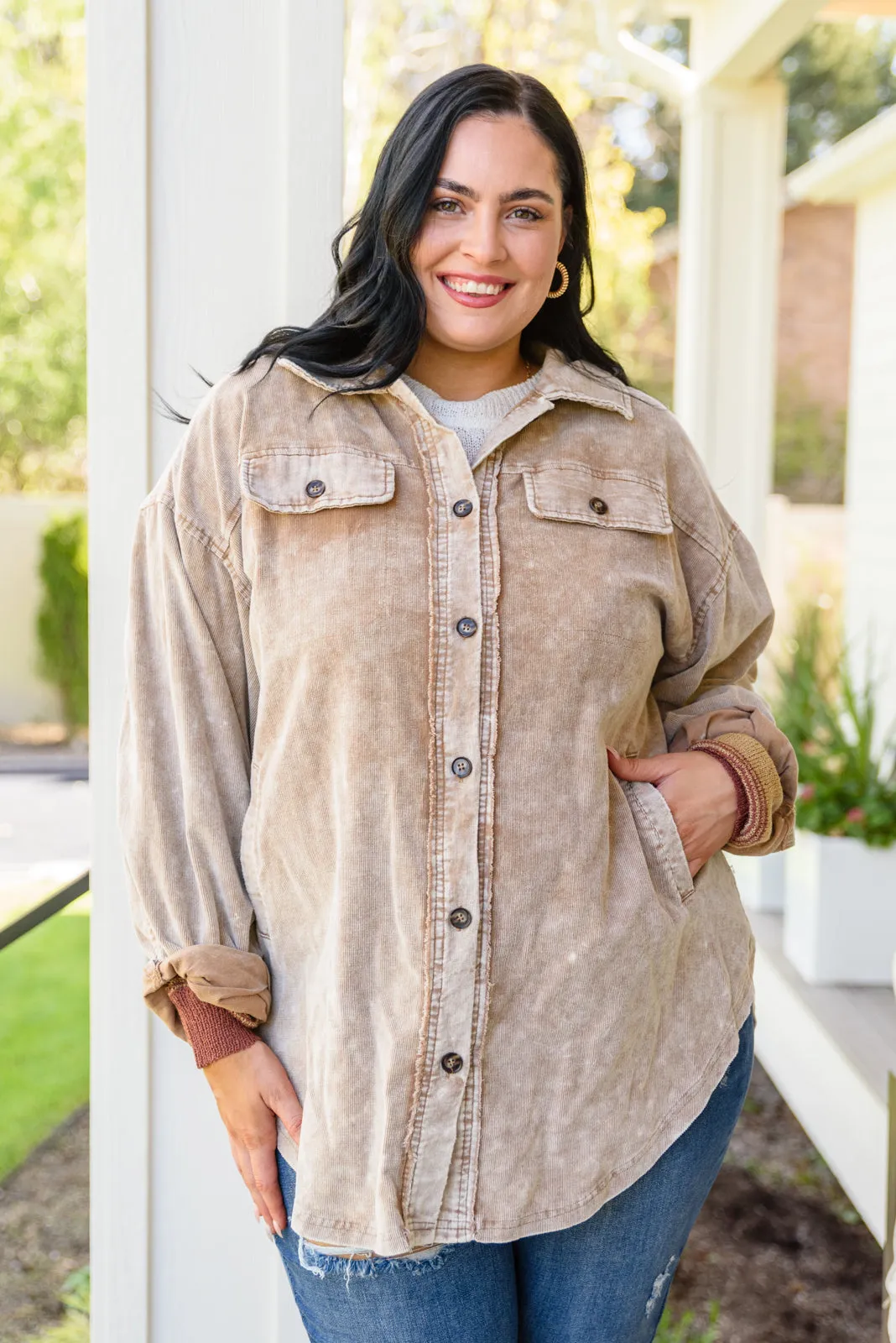 Don't Fade Away Shacket In Camel