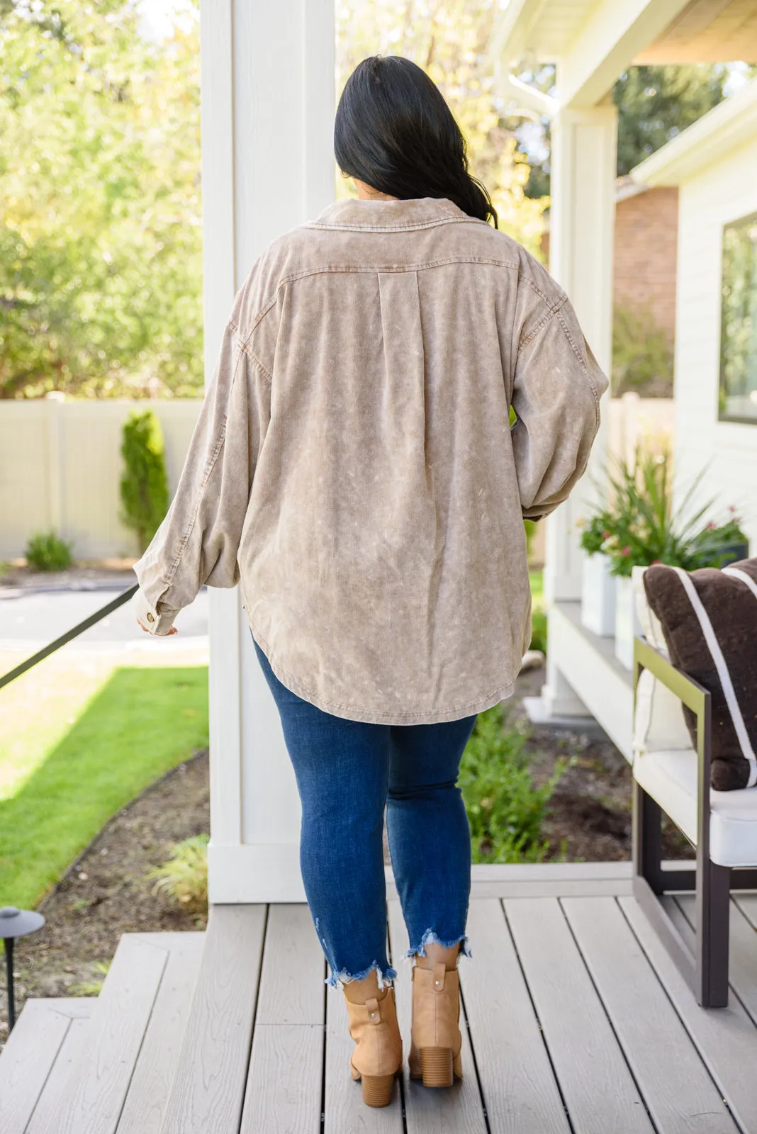 Don't Fade Away Shacket In Camel
