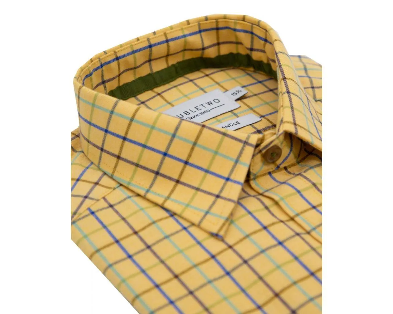 Double Two Gold Tattersall Check Long Sleeve Casual Shirt Size 15 - 23