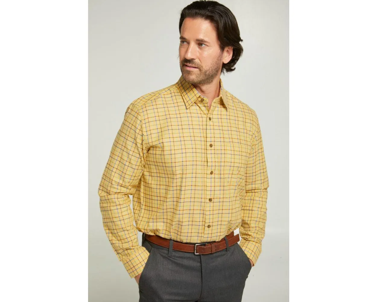 Double Two Gold Tattersall Check Long Sleeve Casual Shirt Size 15 - 23