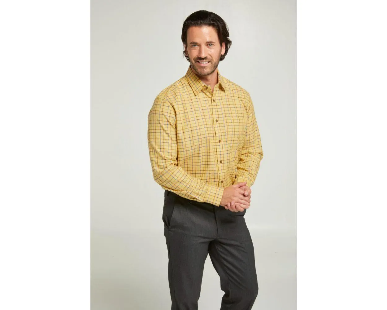 Double Two Gold Tattersall Check Long Sleeve Casual Shirt Size 15 - 23