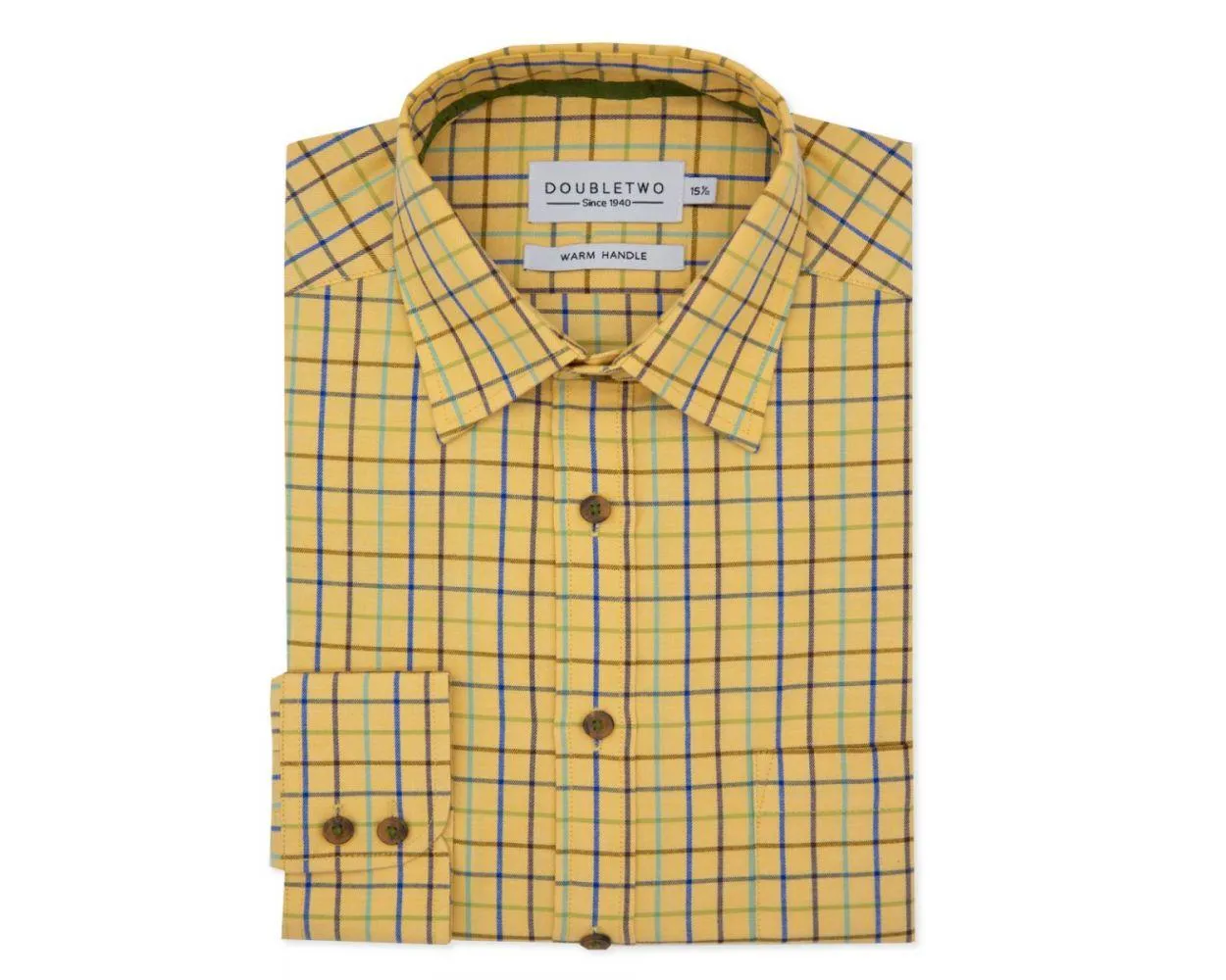Double Two Gold Tattersall Check Long Sleeve Casual Shirt Size 15 - 23