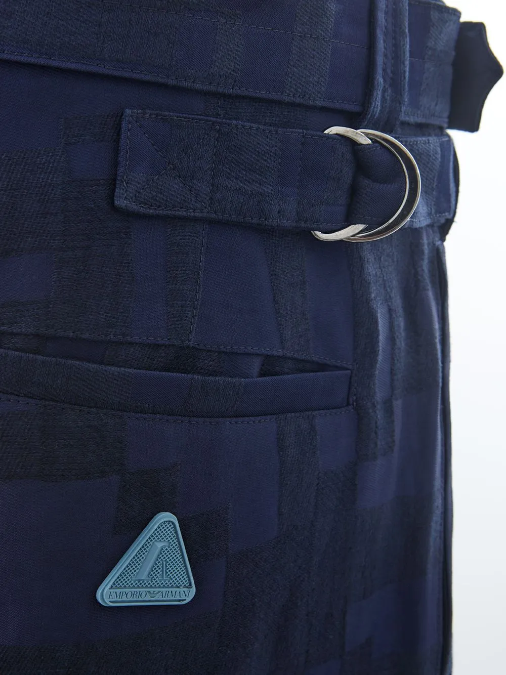 Emporio Armani Elegant Blue Linen Zip Bottom Trousers