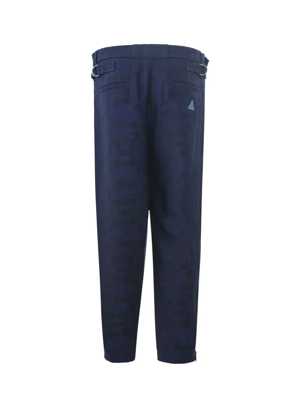 Emporio Armani Elegant Blue Linen Zip Bottom Trousers