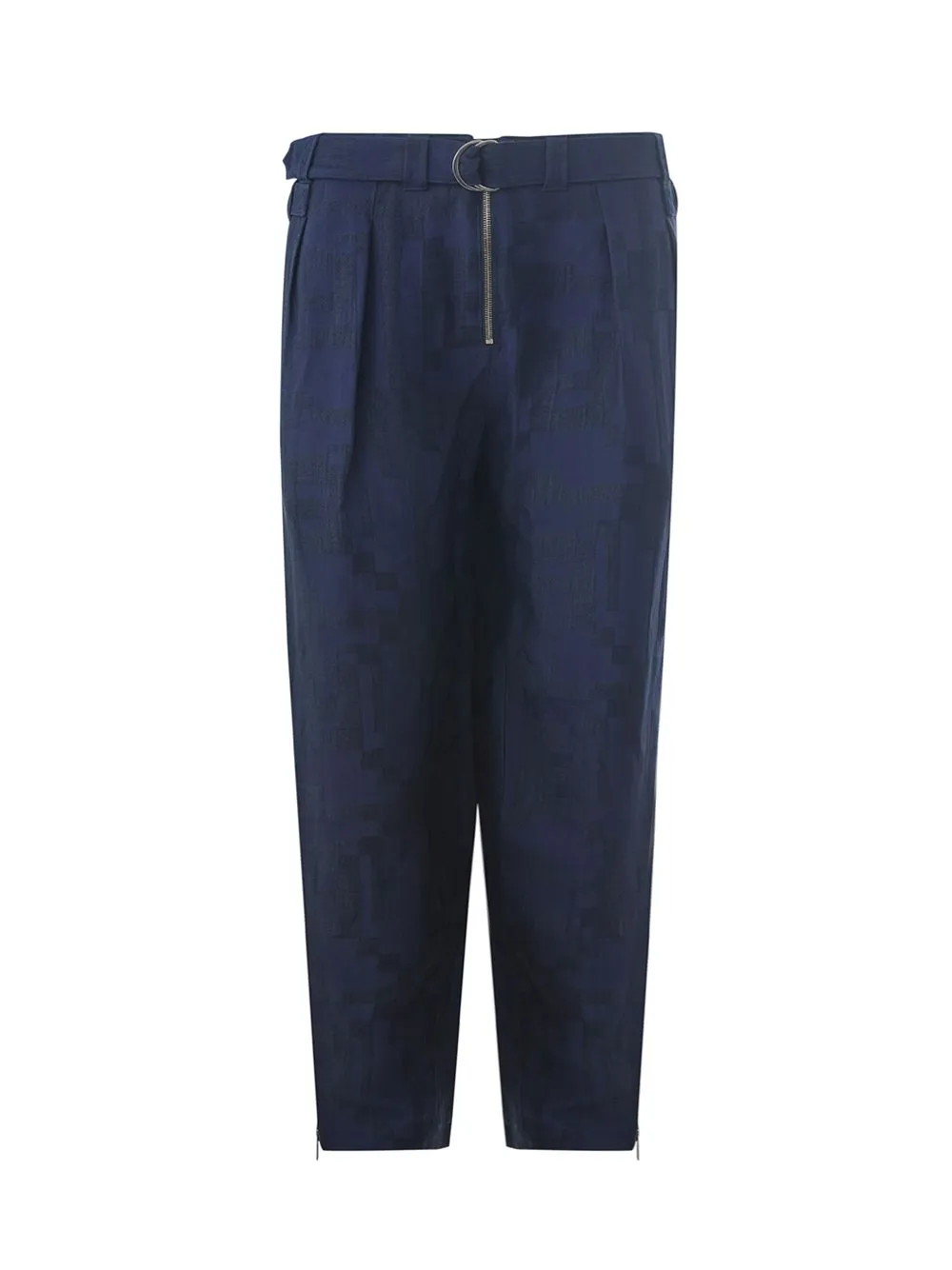 Emporio Armani Elegant Blue Linen Zip Bottom Trousers