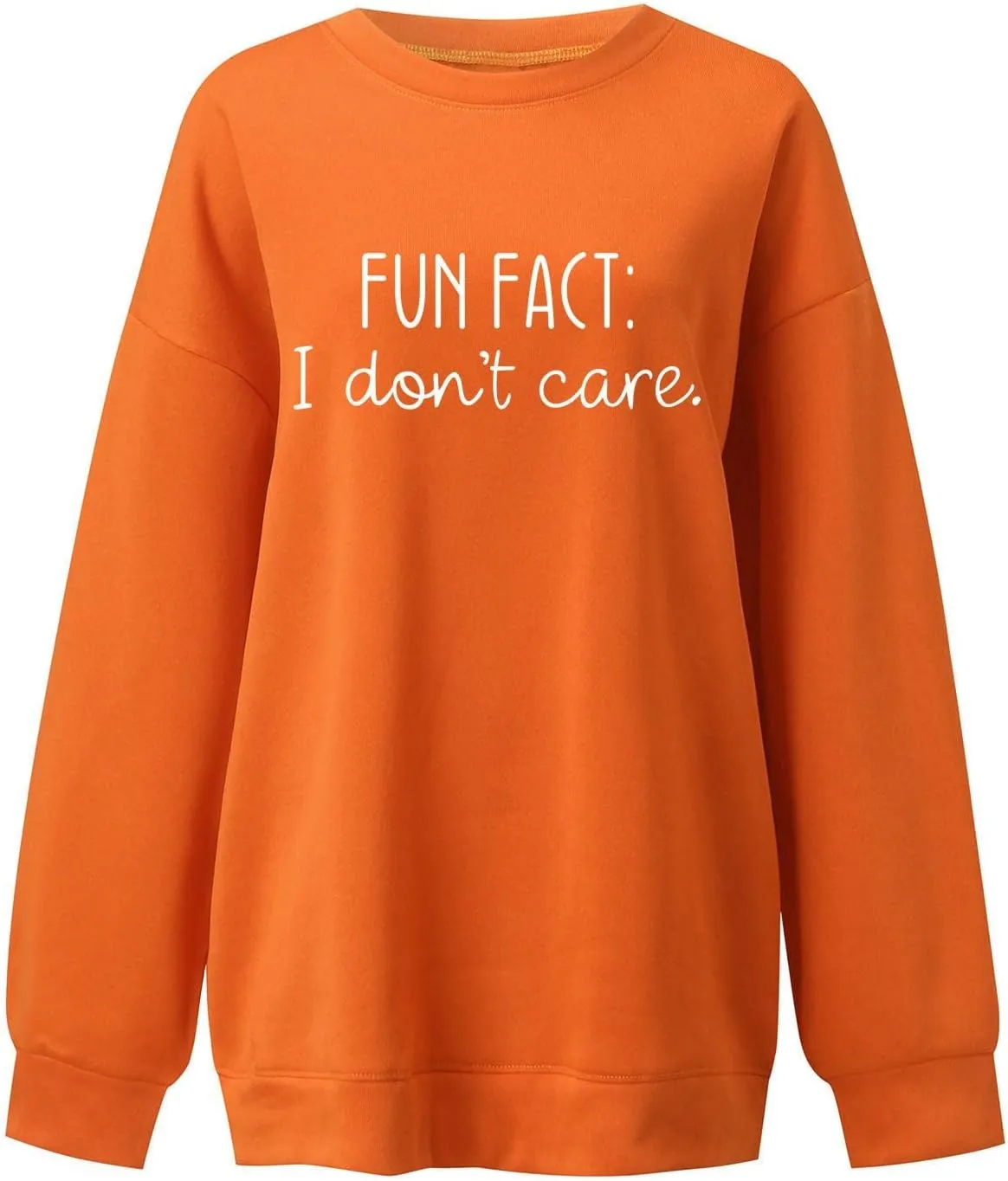 Fun Fact I Dont Care Oversized Sweatshirt for Women Crewneck Pullover Long Sleeve Top Word Cute Casual Jersey Y2k Crew Neck