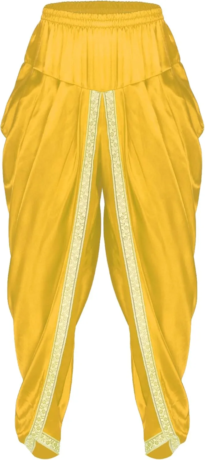 Harem Pants for Men Loose Fit Elastic Waist Dhoti Pants Drop Crotch Trousers Halloween Fancy Dress