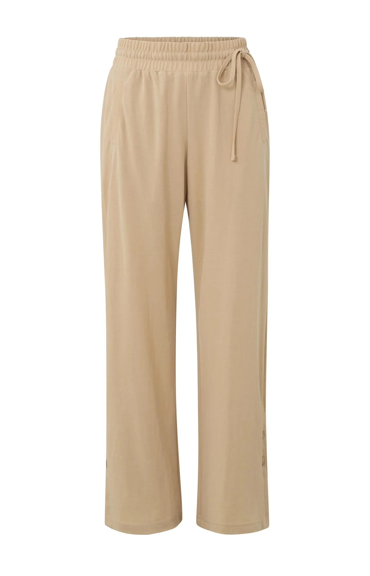 Jersey wide leg trousers with elastic waist and pockets