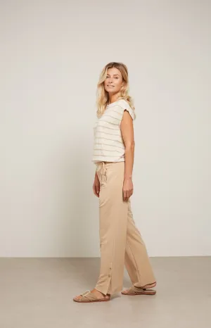 Jersey wide leg trousers with elastic waist and pockets