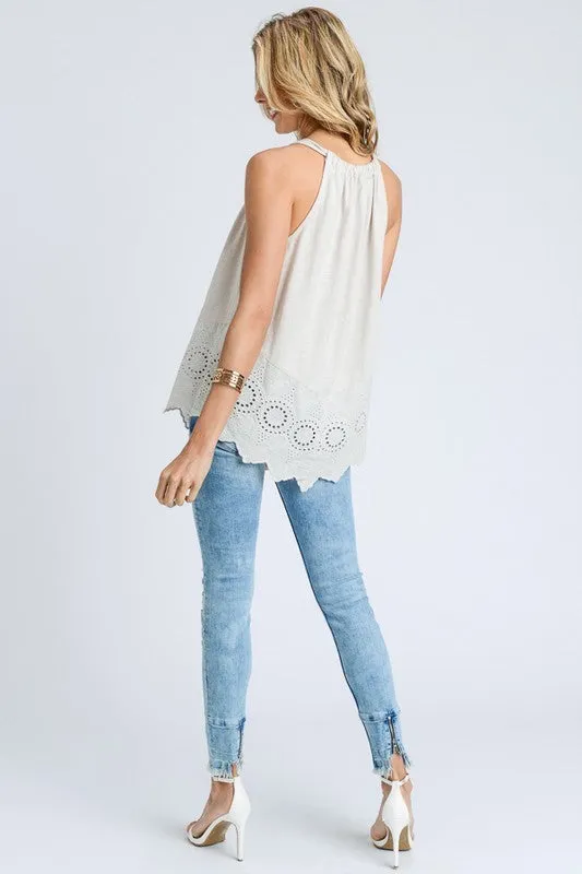Light Gray Eyelet Tank