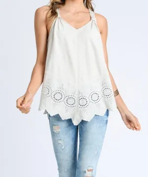 Light Gray Eyelet Tank
