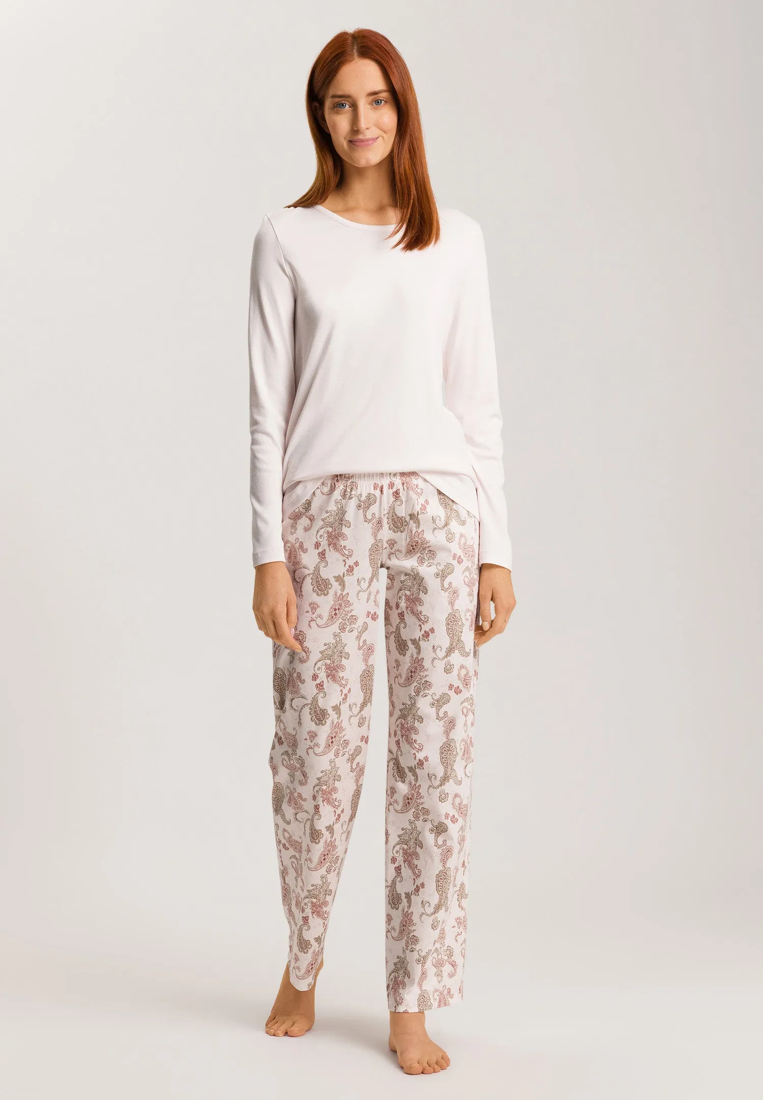 Loungy Nights Cotton Knit Pajama Pants | Rose Paisley 76492-2869