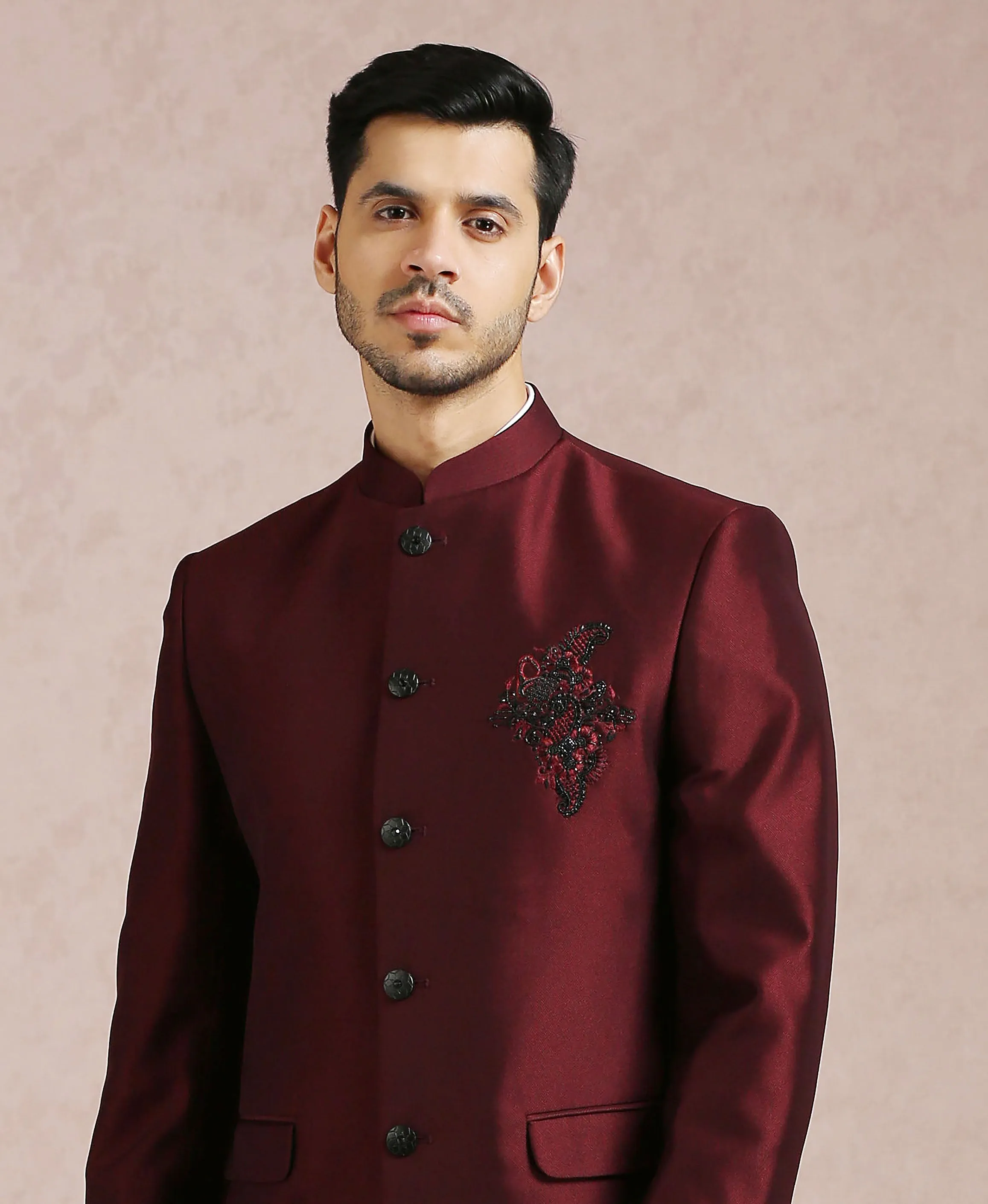 Maroon Ethnic Bandhgala