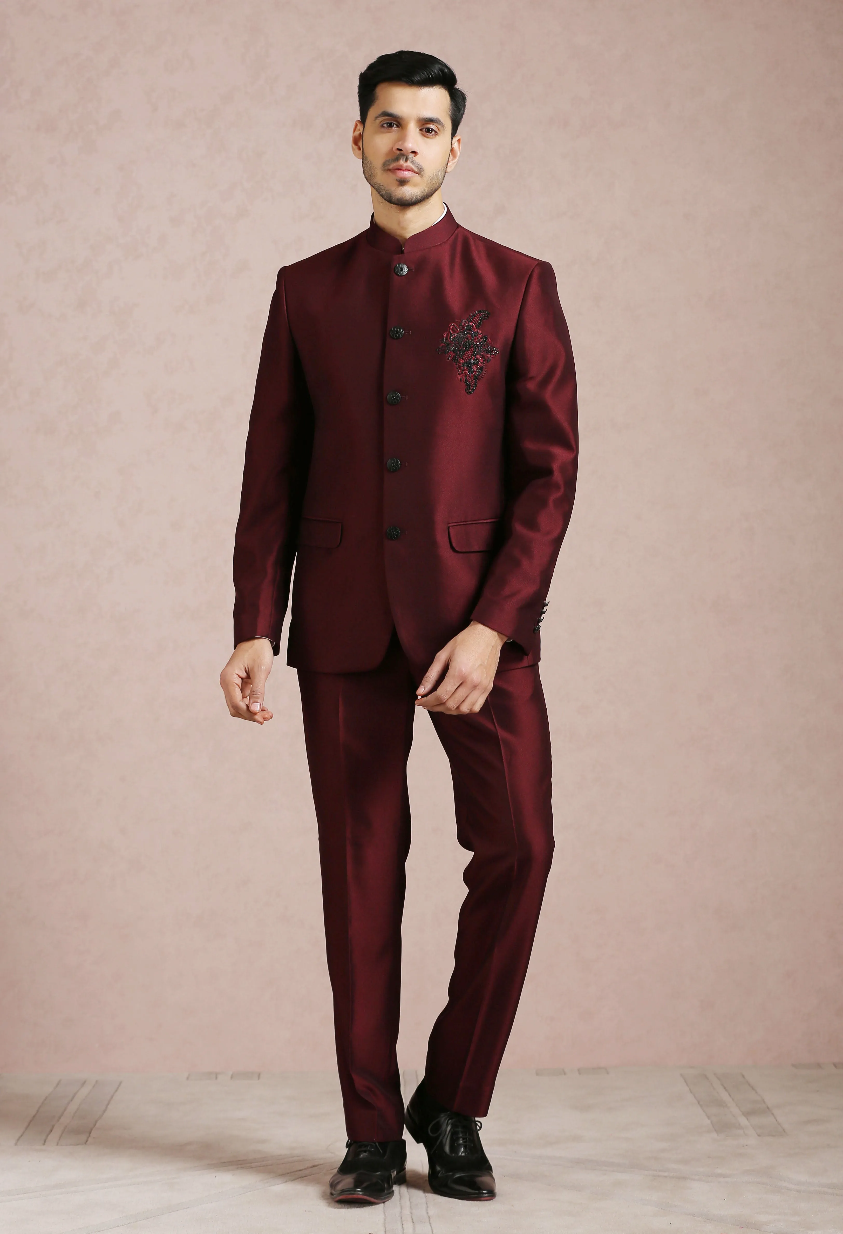 Maroon Ethnic Bandhgala