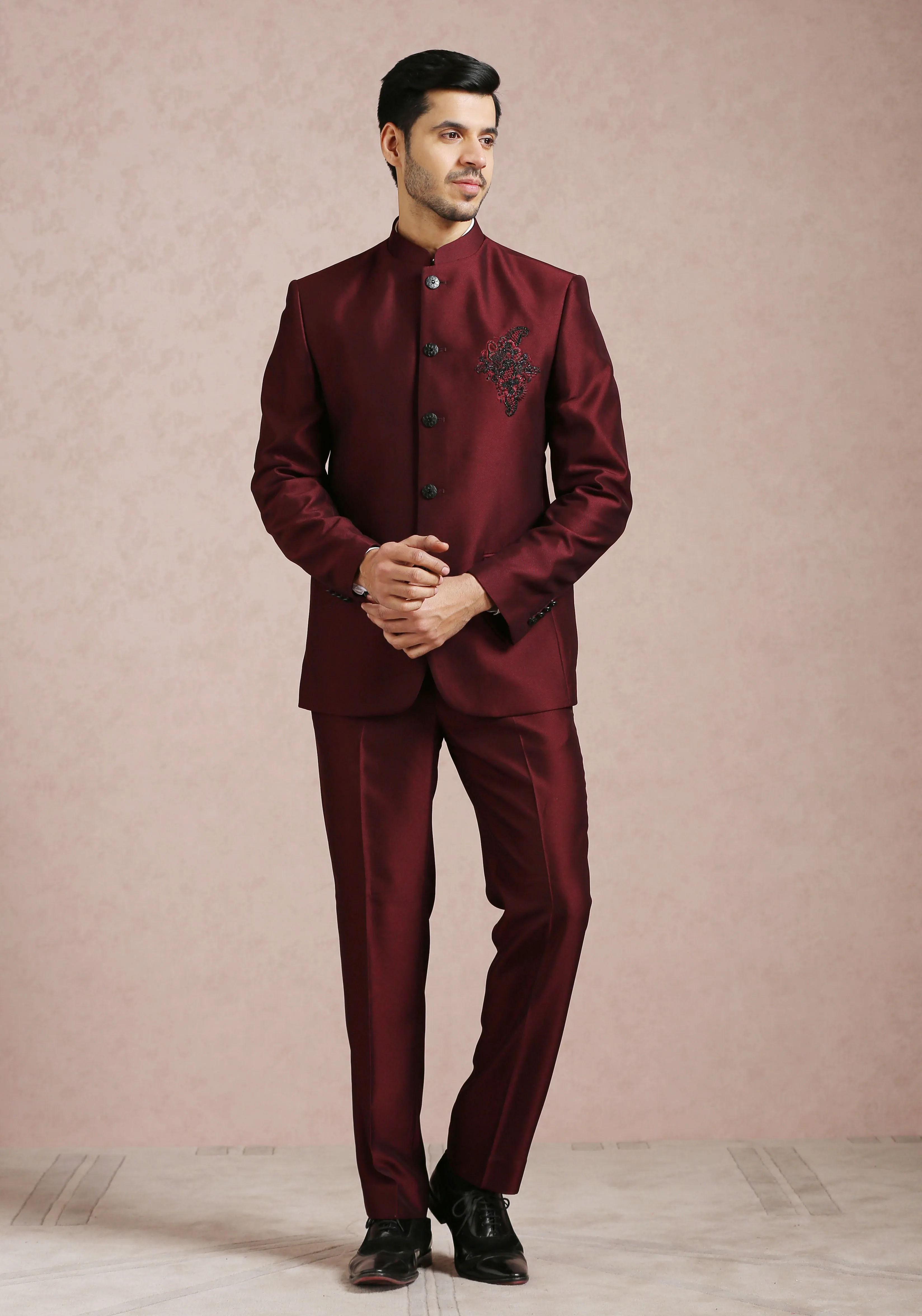 Maroon Ethnic Bandhgala