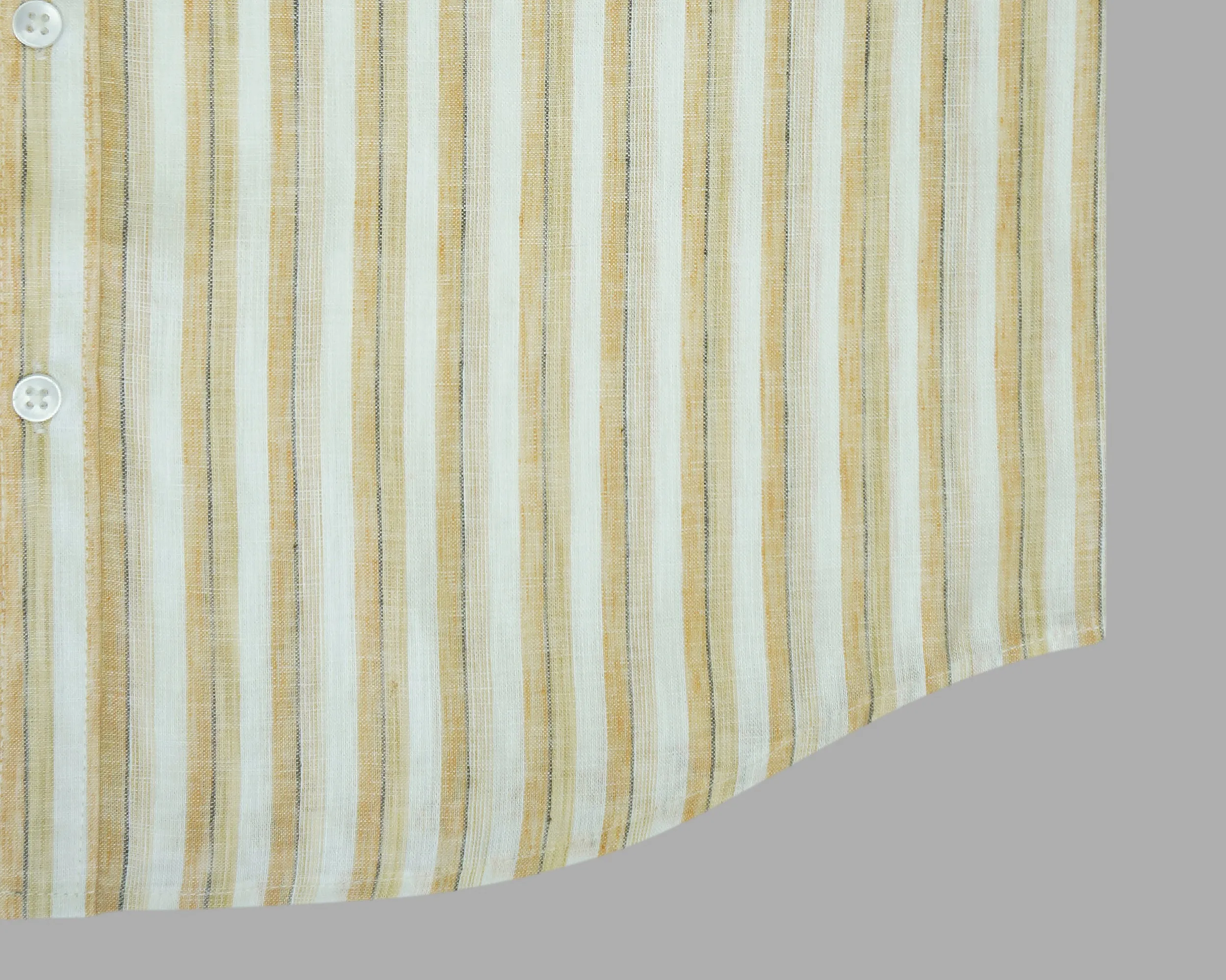 Men's Cotton Linen Striped Half Sleeves Shirt (Orange)