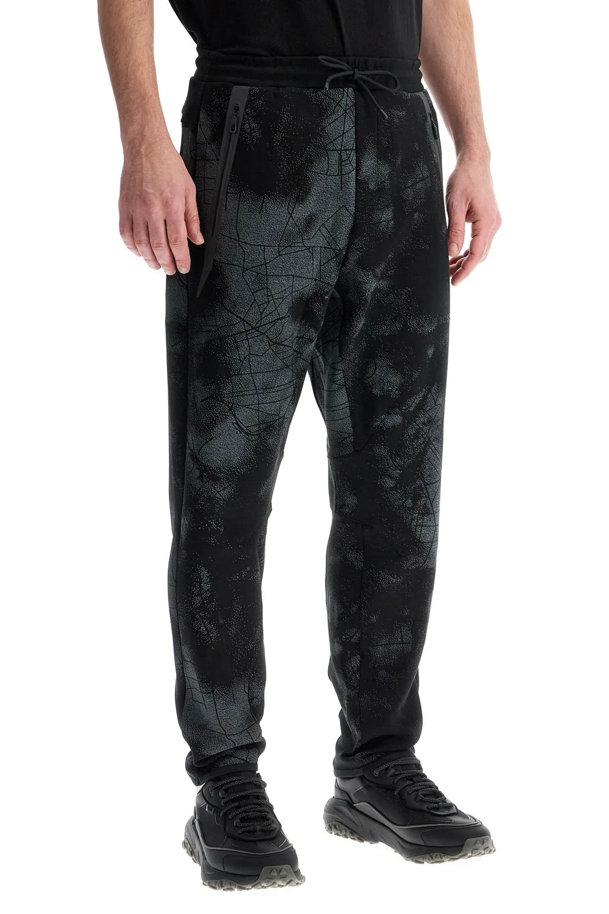 men's high-waisted black regular fit pants with zip pockets and drawstring 50523392 BLACK