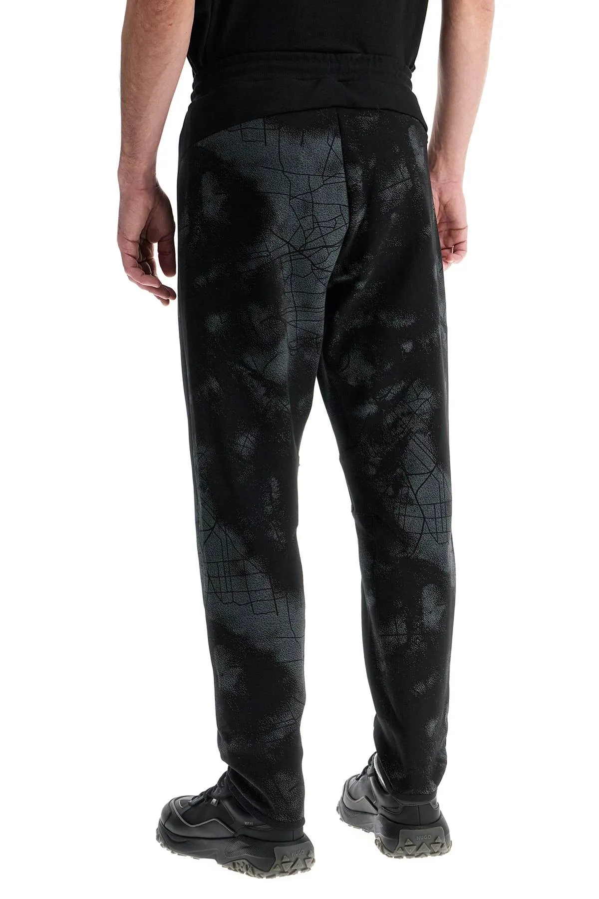men's high-waisted black regular fit pants with zip pockets and drawstring 50523392 BLACK