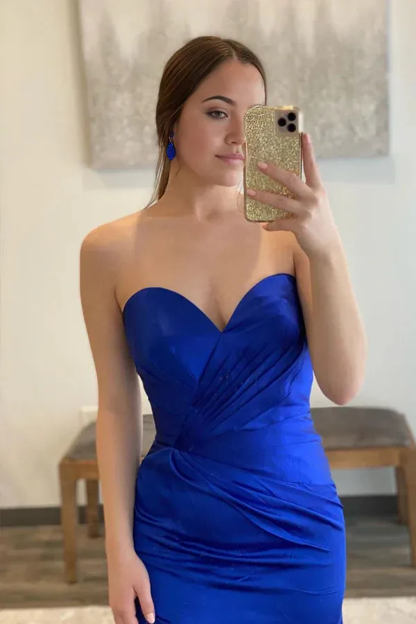 Mermaid Satin Sweetheart Simple Prom Dresses