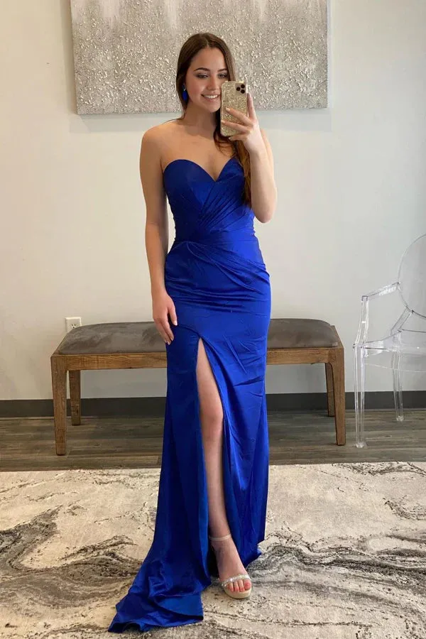 Mermaid Satin Sweetheart Simple Prom Dresses