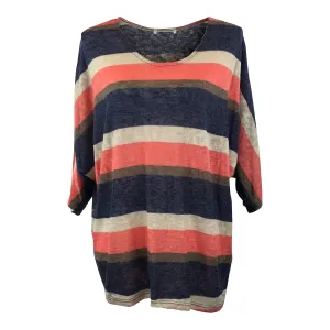Navy/Peach Stripe Top