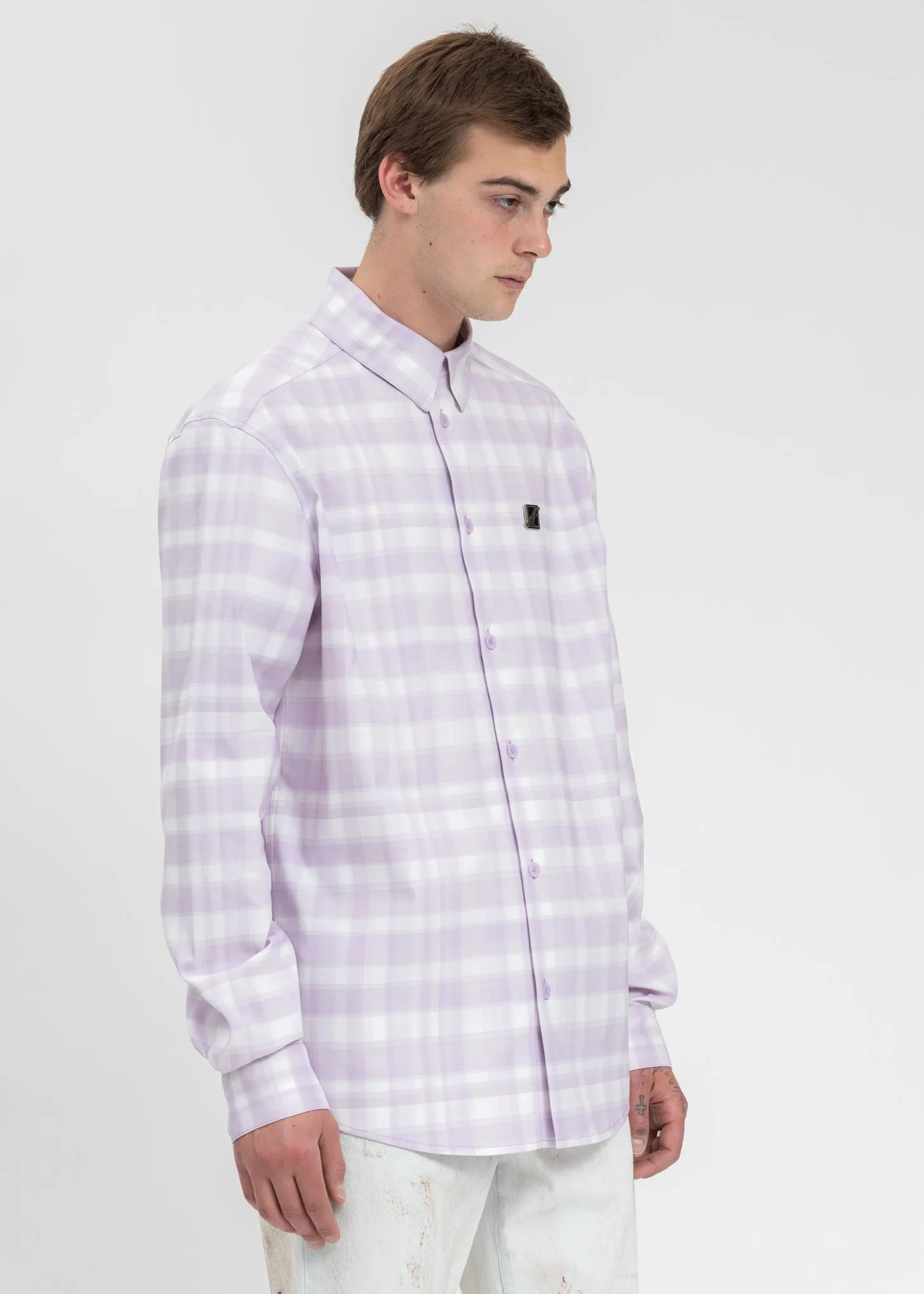 Pink Checked Logo Print Shirt