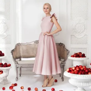 Pure Color Sleeveless Scoop Tea-length Party Dress