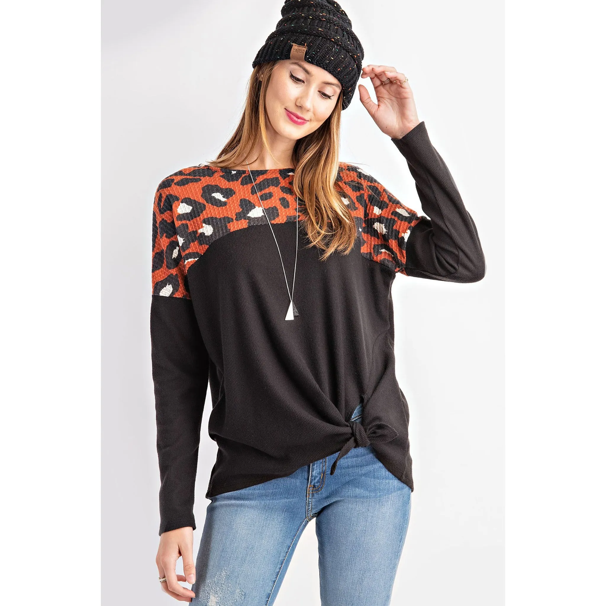 Rae Mode Women's Animal Print Knit Long Sleeve