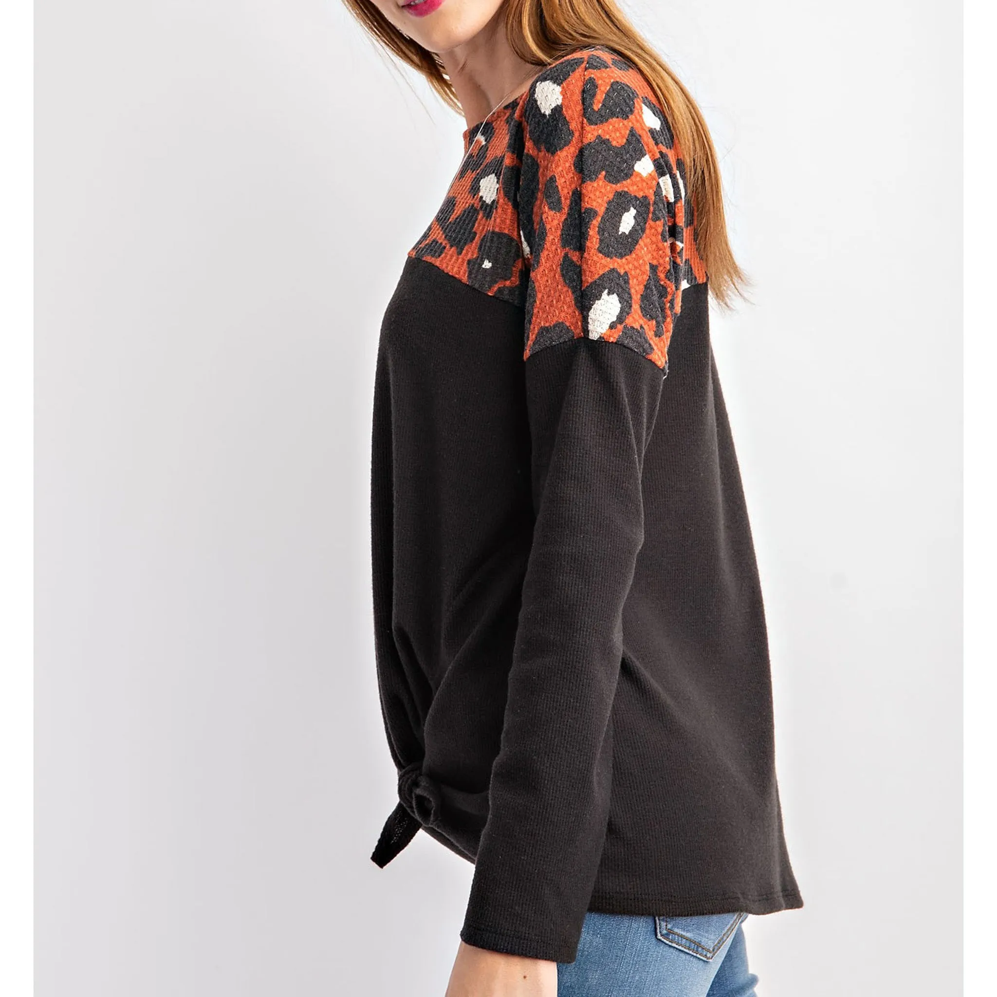 Rae Mode Women's Animal Print Knit Long Sleeve