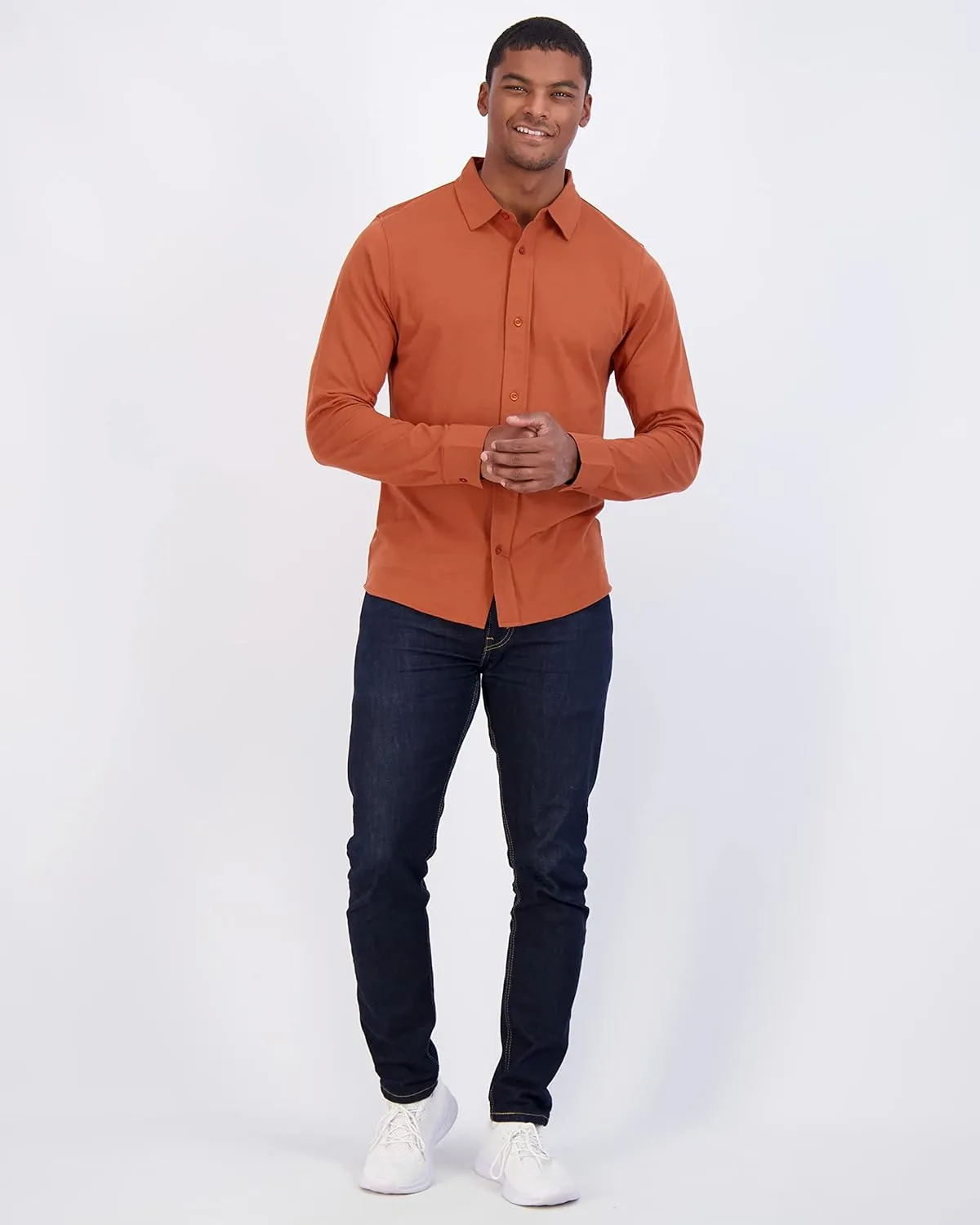 Real Essentials 3-Pack: Men's Classic Style Casual Long Sleeve Button Down Collared Shirt (Available in Big & Tall)