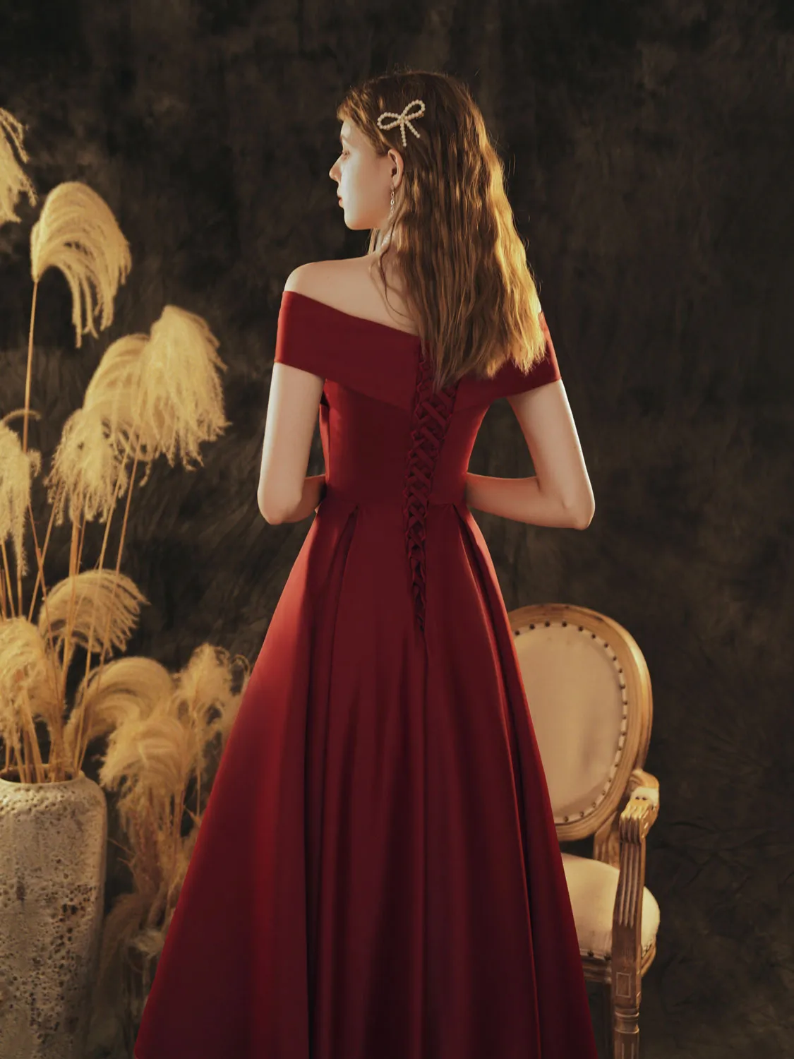 Simple Burgundy Satin Short Prom Dress Burgundy Homecoming Dress
