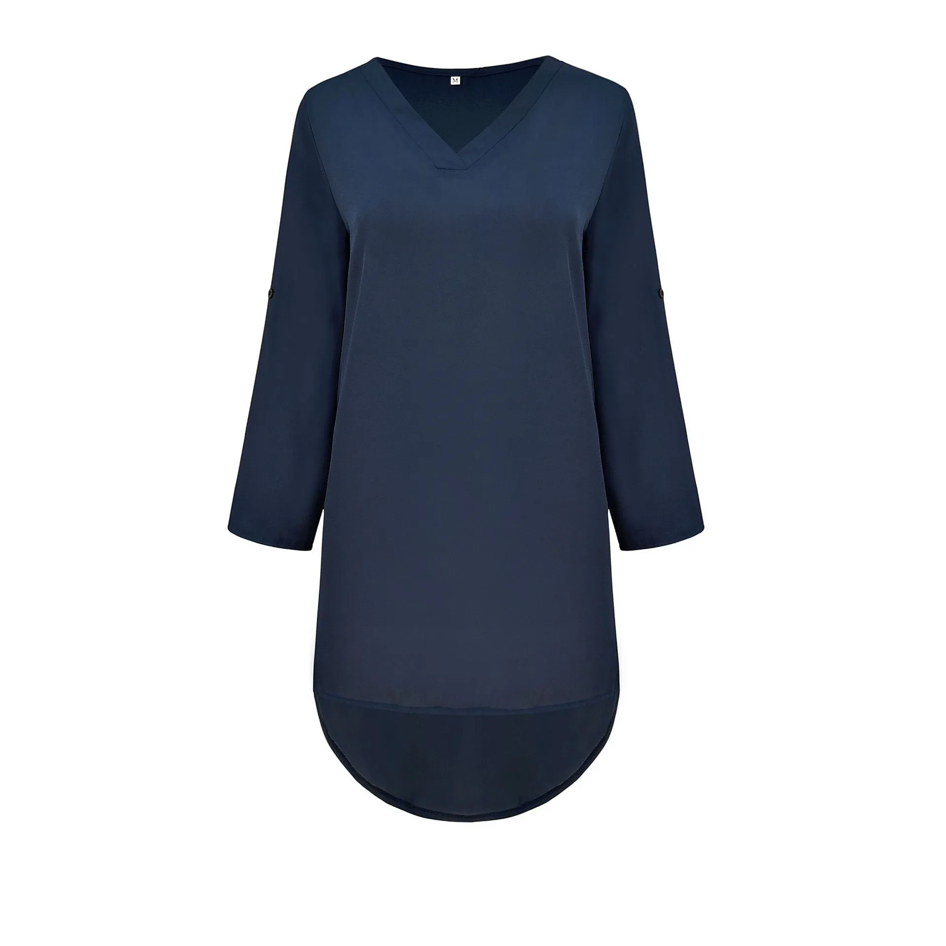 Simple Fashion Chiffon V Neck Dip Hem Short Dress